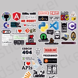 46 Adet Yazılım & Yazılımcı Software Developer Laptop Notebook Tablet Etiket Sticker Set P54