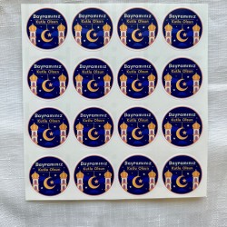64 Adet 4 cm İyi Bayramlar Ramazan Kurban Bayram Paketleme Ambalaj Temalı Sticker Seti Etiket P2