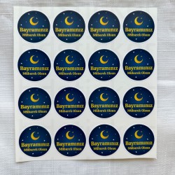 64 Adet 4 cm İyi Bayramlar Ramazan Kurban Bayram Paketleme Ambalaj Temalı Sticker Seti Etiket P3